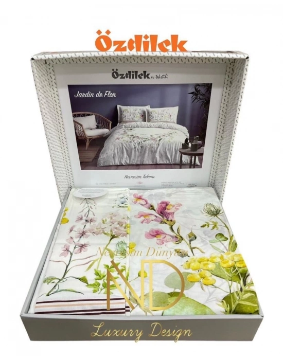 ÇOK SATAN Özdilek Çift Kişilik Ranforce Nevresim Takımı Jardin De Flor Beyaz