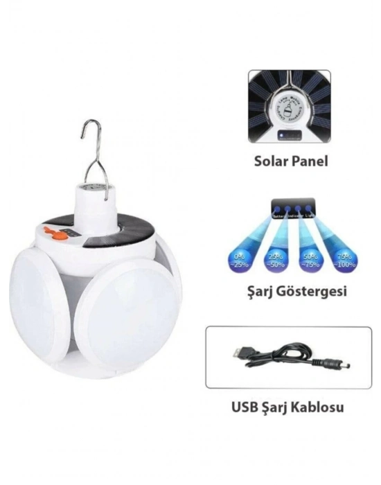 ÇOK SATAN P-038 Solar Güneş Enerji Ve Usb Sarjli 5 Kanatlı