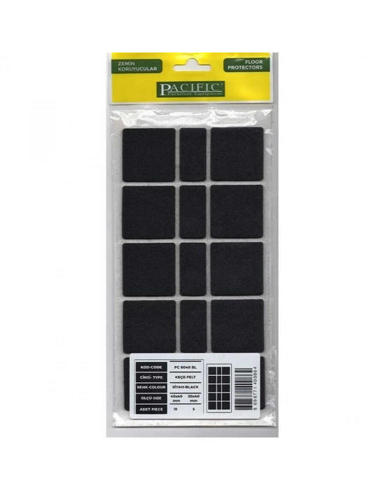 ® Pacific 6040 BL Yapışkanlı Keçe  40 mm X 40 mm Siyah
