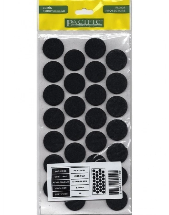 ® Pacific 6128 BL Yapışkanlı Keçe 28 mm Siyah