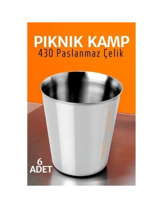 ÇOK SATAN Paslanmaz Çelik Bardak Seti Kamp Piknik Bardağı 6 adet