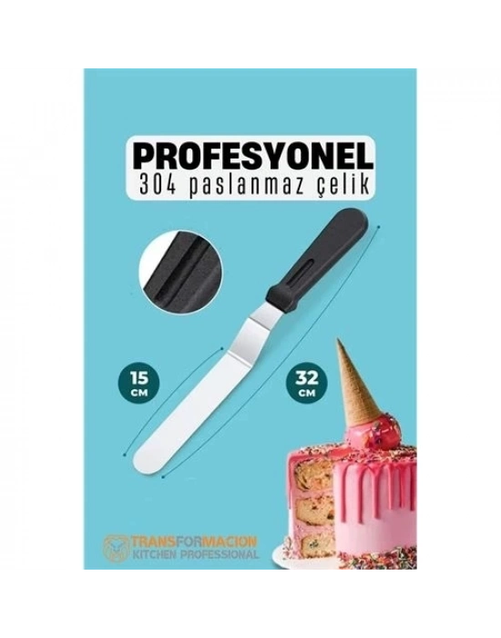 ÇOK SATAN Pasta Spatulası Profesyonel 304 Paslanmaz Çelik 32 Cm