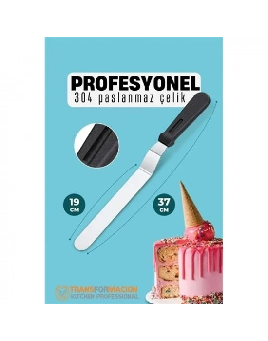 ÇOK SATAN Pasta Spatulası Profesyonel 304 Paslanmaz Çelik 37 Cm