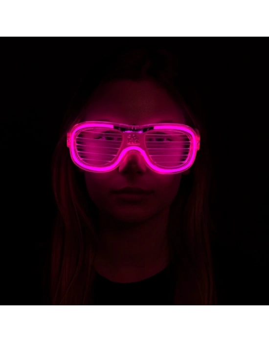 ÇOK SATAN Pembe Led Işıklı Parti Gözlüğü - Neon Glow Şerit Gözlük 3 Modlu