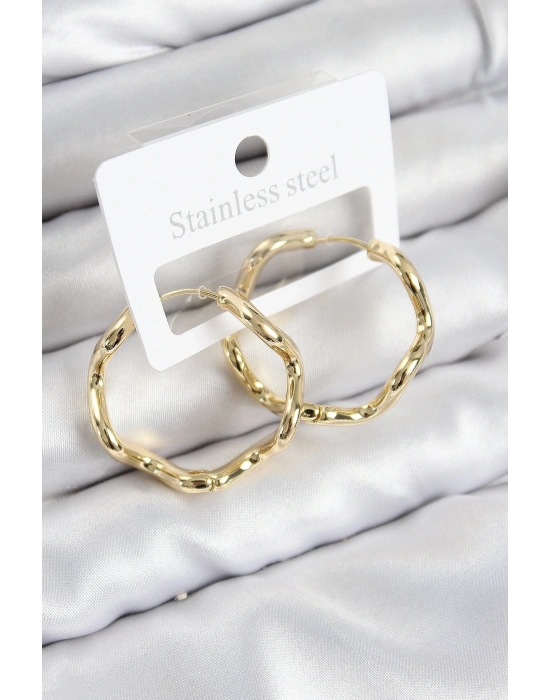 ÇOK SATAN Pirinç Halka Model Gold Renk Kadın Küpe
