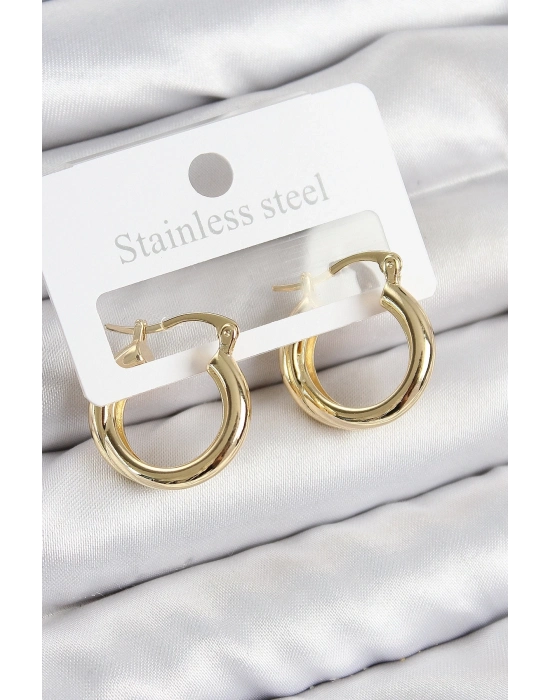 ÇOK SATAN Pirinç Halka Model Gold Renk Kadın Küpe