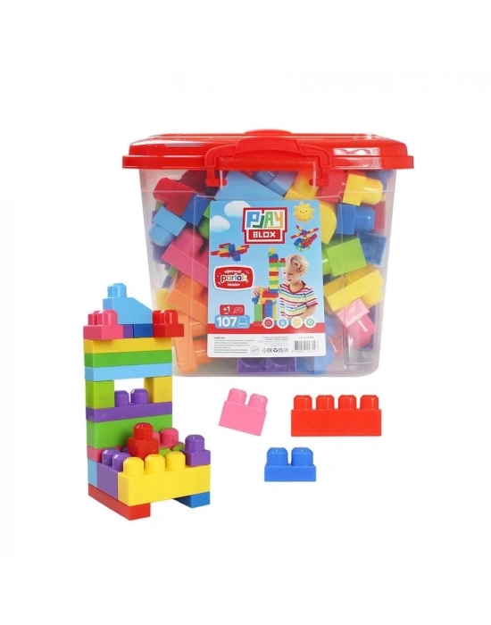 ÇOK SATAN Play Blox Yapı Oyuncakları 107 Parça Kovalı Parlak Renkler Mega Blok Seti 3103
