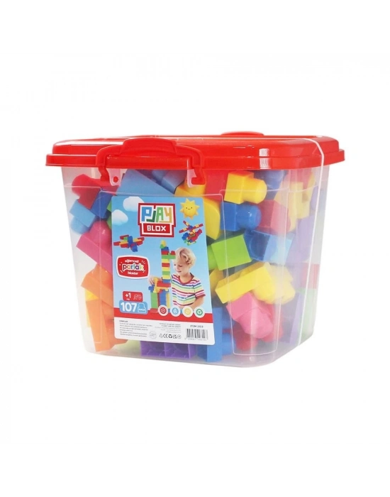 ÇOK SATAN Play Blox Yapı Oyuncakları 107 Parça Kovalı Parlak Renkler Mega Blok Seti 3103