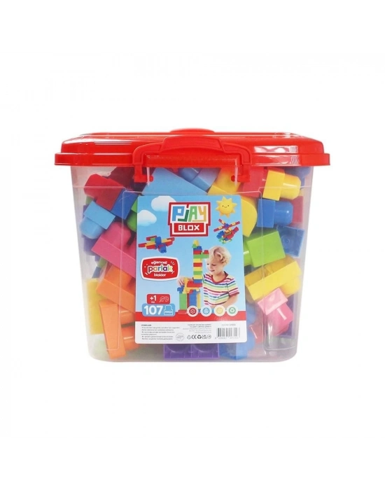 ÇOK SATAN Play Blox Yapı Oyuncakları 107 Parça Kovalı Parlak Renkler Mega Blok Seti 3103