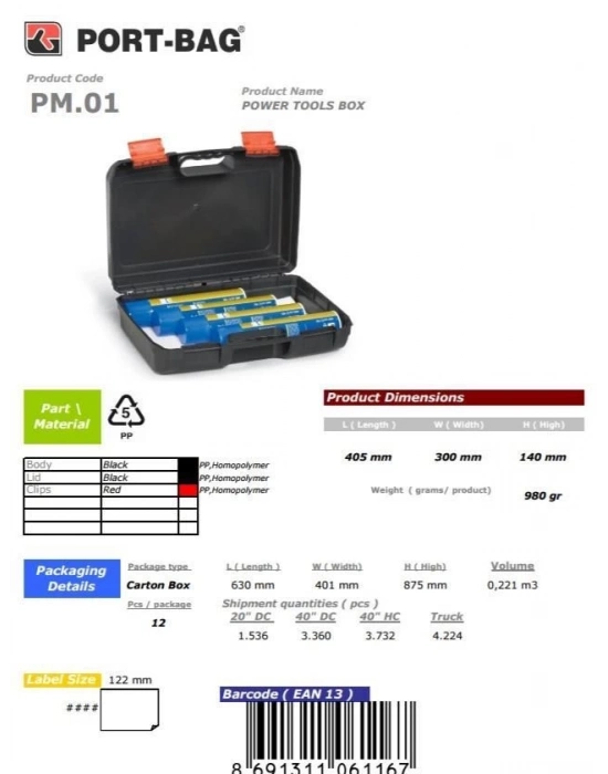 ® PortBag PM01 Matkap Çantası