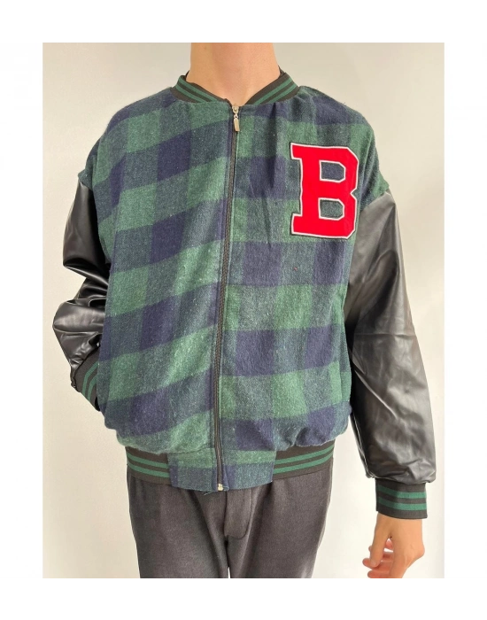 Pötikare Desen Nakışlı Kolej Ceket - Haki