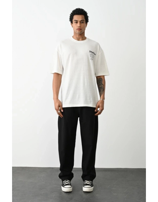 Baskılı Oversize T-Shirt - Beyaz