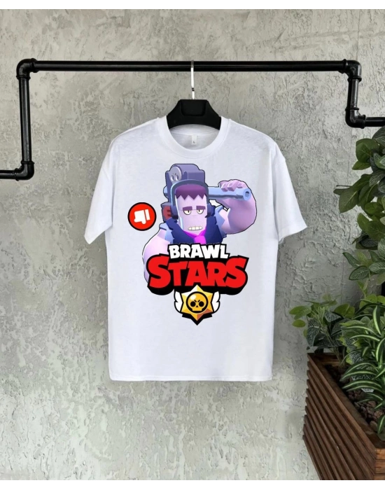 Bisiklet Yaka Kısa Kol Baskılı Çocuk T-Shirt - Beyaz