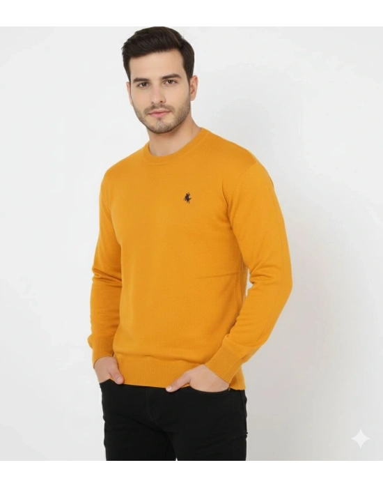 Bisiklet Yaka Nakış işlemeli Triko Kazak yumuşak dokulu Pamuklu ince Dokuma, uzun kollu Rahat Regular kalıp - Turuncu