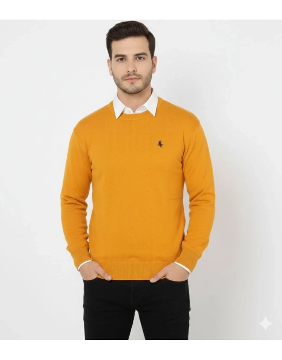 Bisiklet Yaka Nakış işlemeli Triko Kazak yumuşak dokulu Pamuklu ince Dokuma, uzun kollu Rahat Regular kalıp - Turuncu