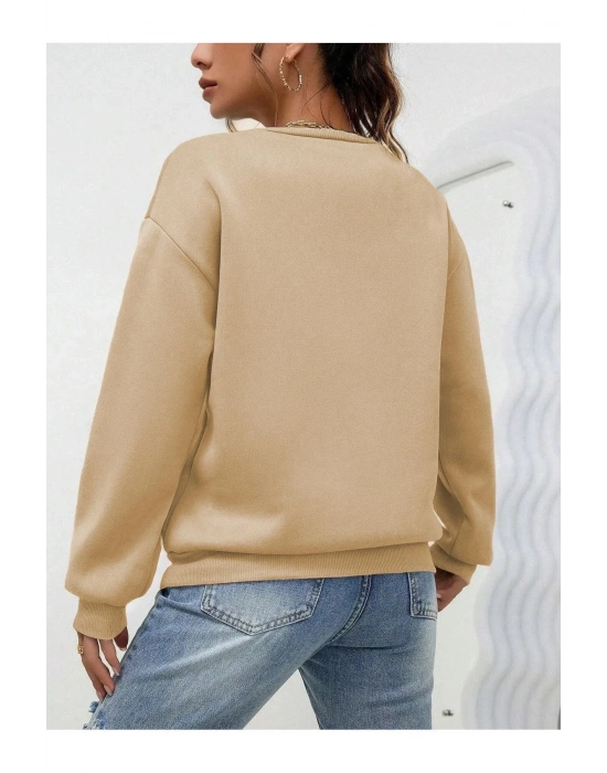 Düz Bisiklet Yaka Sweat - Bej