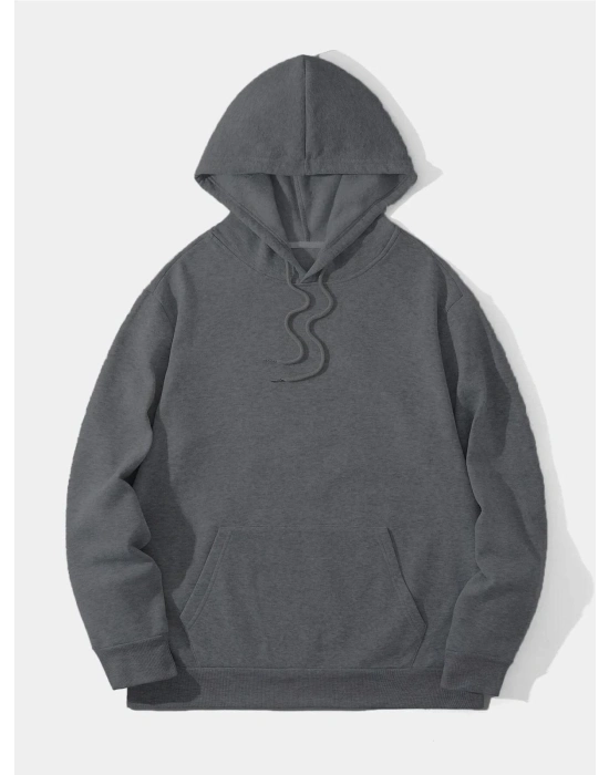 Düz Kapüşonlu Sweat - Füme