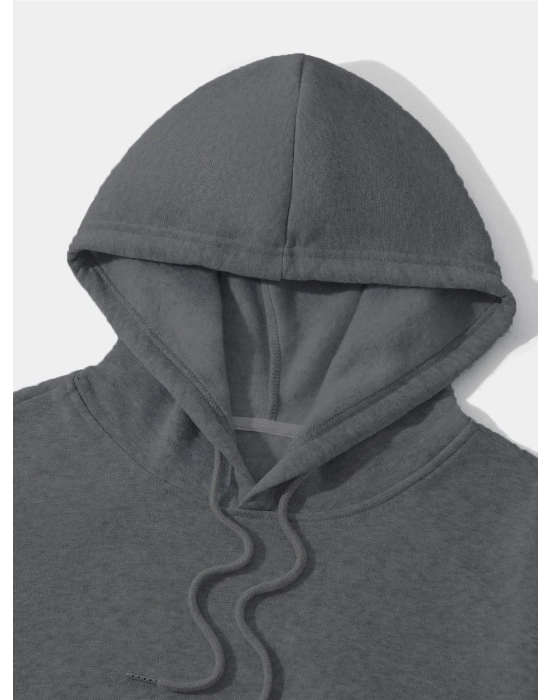 Düz Kapüşonlu Sweat - Füme