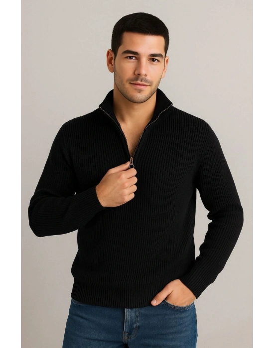 Fitilli Triko Kazak 2’li Set – Siyah  Bej