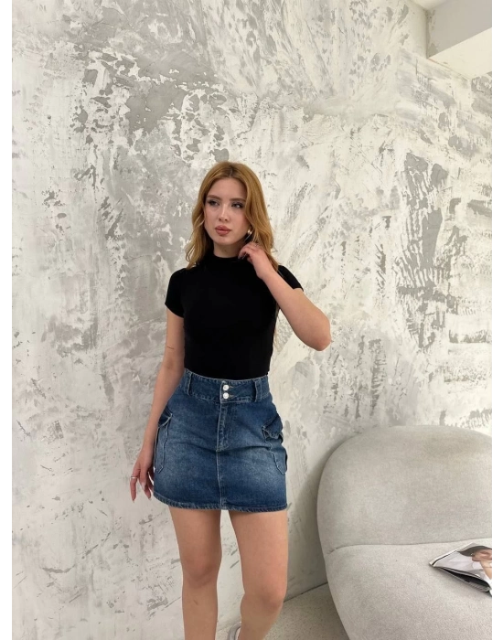 Kısa kol Badi bluz - Siyah