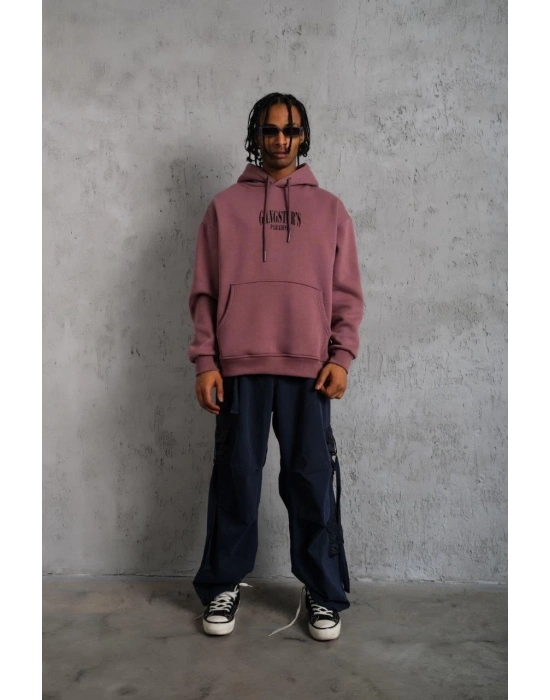 Paradise Baskılı Kapüşonlu Sweat - Gül Kurusu