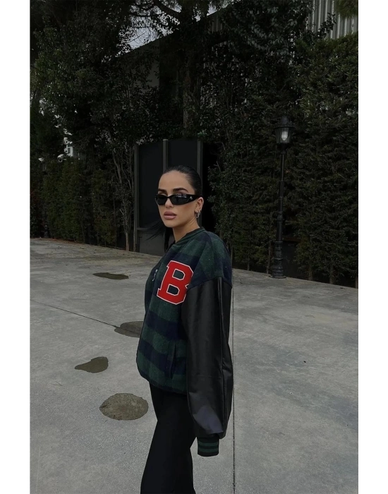 Pötikare Desen Nakışlı Kolej Ceket - Haki