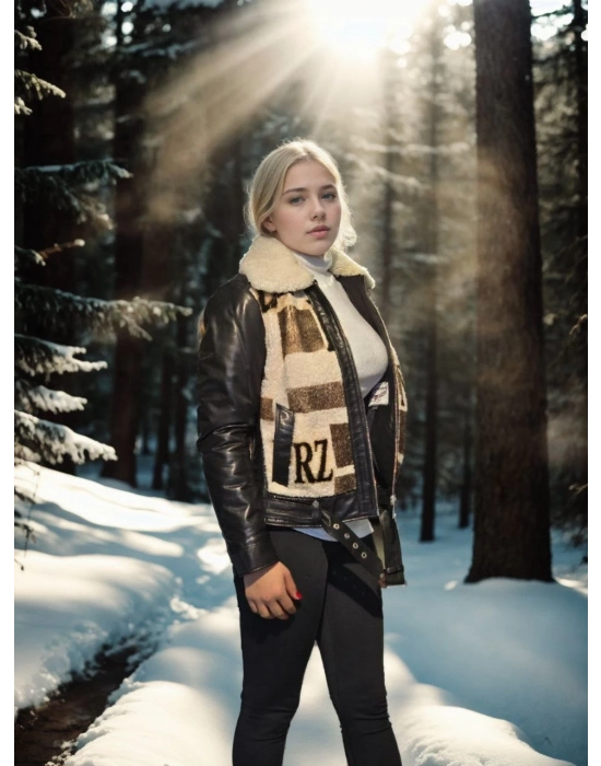 Uzun Kollu Hakiki Deri Kürk - Siyah