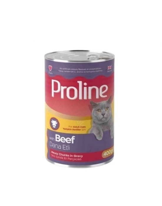 ÇOK SATAN Proline Sos İçinde Et Parçacıklı Dana Etli Yetişkin Konserve Kedi Maması 400 Gr