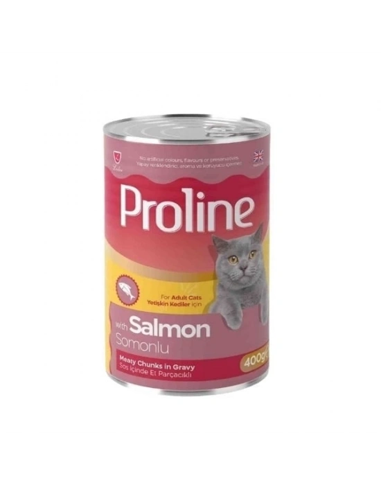 ÇOK SATAN Proline Sos İçinde Et Parçacıklı Somonlu Yetişkin Konserve Kedi Maması 400 Gr