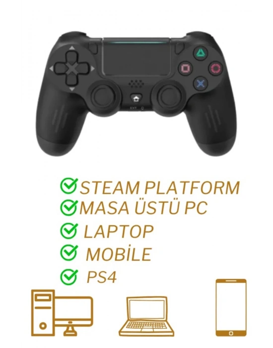 ÇOK SATAN Ps4 Kol Wireless Bt Kablosuz Oyun Kolu Ps4 Joystick Tablet Telefon Pc Uyumlu Titreşimli Oyun Kolu