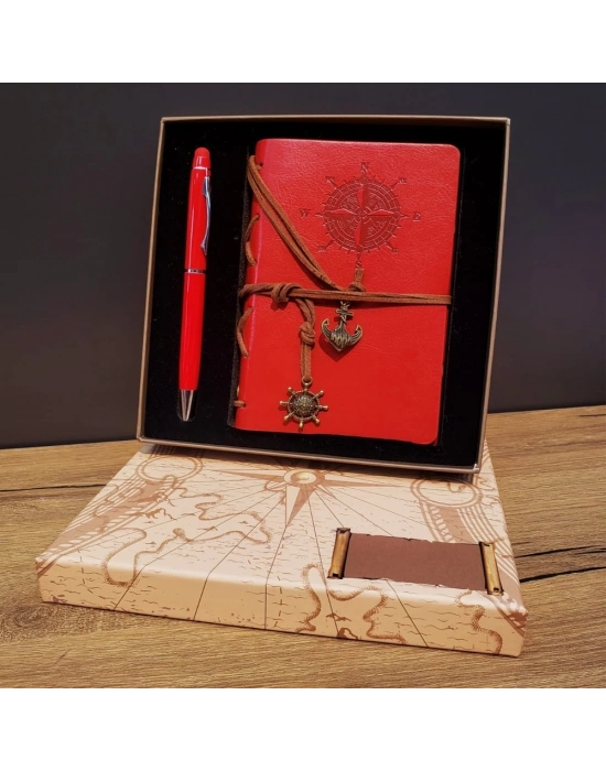 ÇOK SATAN Pusula Tasarım Deri Defter Ve Dokunmatik Kalem