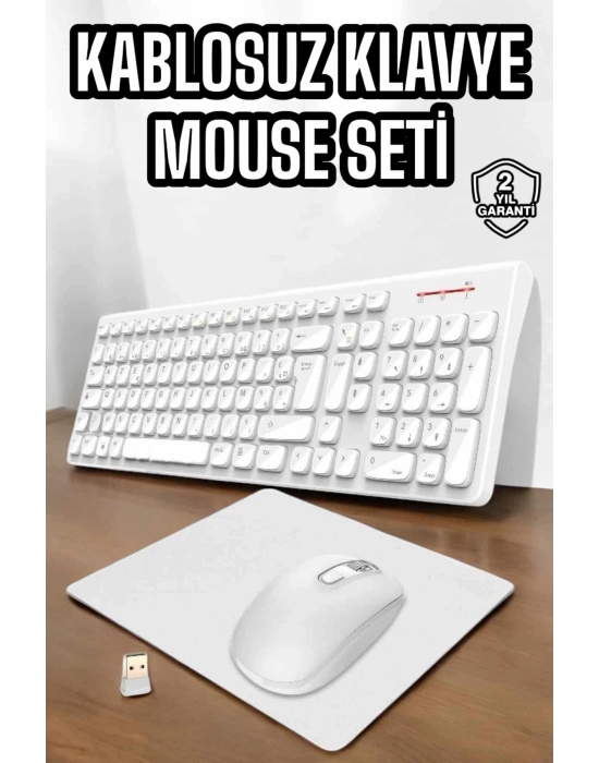 ÇOK SATAN Q Klavye Beyaz Klavye Ve Mouse Seti Kablosuz USB Girişli