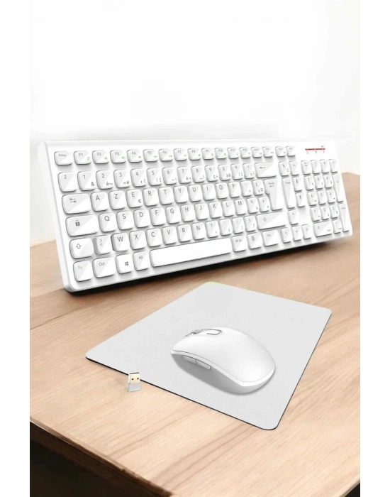 ÇOK SATAN Q Klavye Beyaz Klavye Ve Mouse Seti Kablosuz USB Girişli