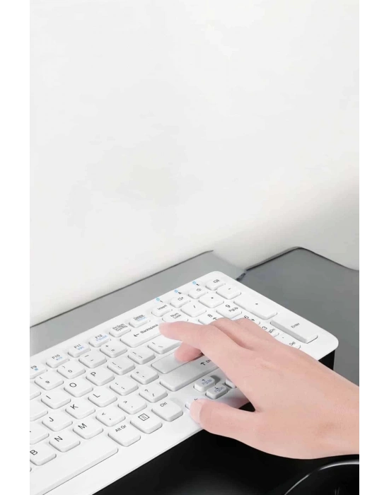 ÇOK SATAN Q Klavye Beyaz Klavye Ve Mouse Seti Kablosuz USB Girişli