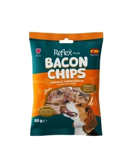 ÇOK SATAN Reflex Plus Bacon Chips Çiğnemelik Jambon Dilimleri Köpek Ödül Maması 85 Gr