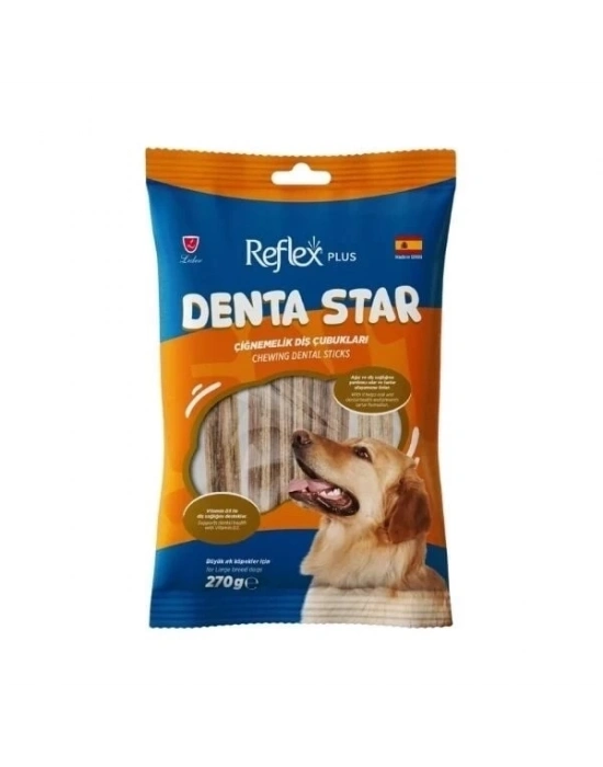 ÇOK SATAN Reflex Plus Denta Star Çiğnemelik Diş Çubukları Büyük Irk Yetişkin Köpek Ödül Maması 270 Gr