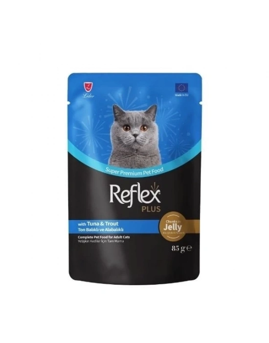 ÇOK SATAN Reflex Plus Jöle İçinde Ton Balıklı ve Alabalıklı Pouch Yetişkin Konserve Kedi Maması 85 Gr