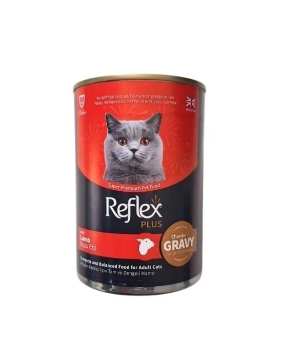 ÇOK SATAN Reflex Plus Sos İçinde Et Parçacıklı Kuzu Etli Yetişkin Konserve Kedi Maması 400 Gr