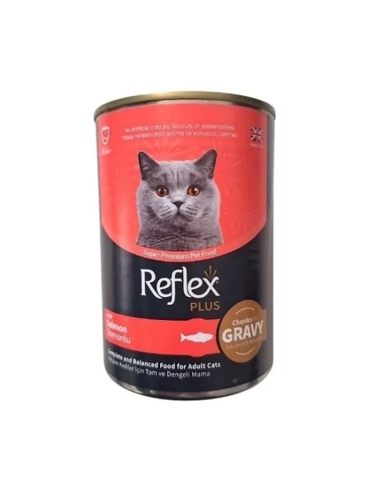 ÇOK SATAN Reflex Plus Sos İçinde Et Parçacıklı Somonlu Yetişkin Konserve Kedi Maması 400 Gr