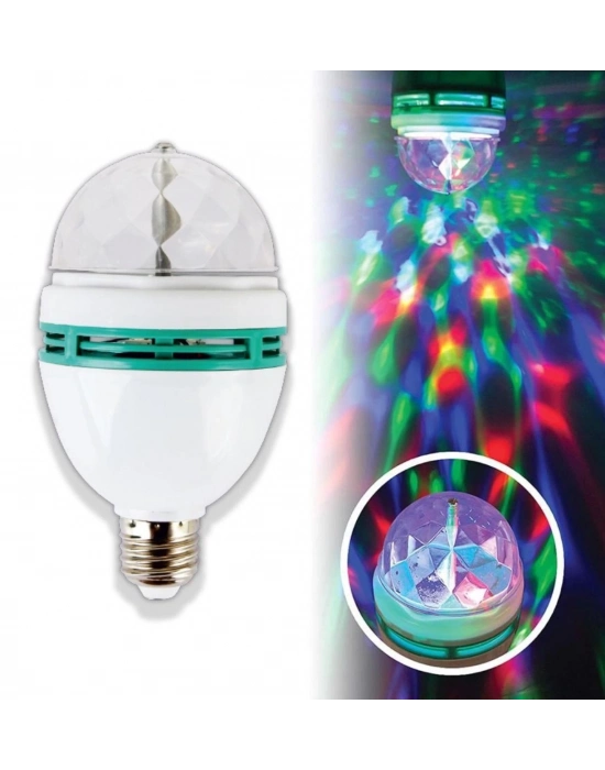 ÇOK SATAN Renkli Led Döner Başlıklı Disko Topu Ampul Gece Lambası Disco Lamp