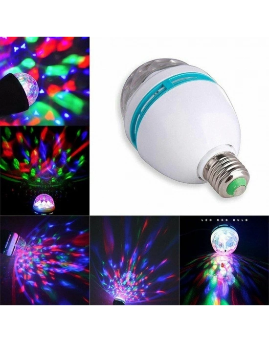 ÇOK SATAN Renkli Led Döner Başlıklı Disko Topu Ampul Gece Lambası Disco Lamp
