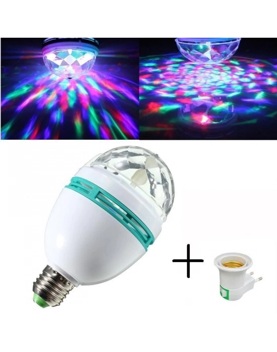ÇOK SATAN Renkli Led Döner Başlıklı Disko Topu Ampul Gece Lambası Disco Lamp