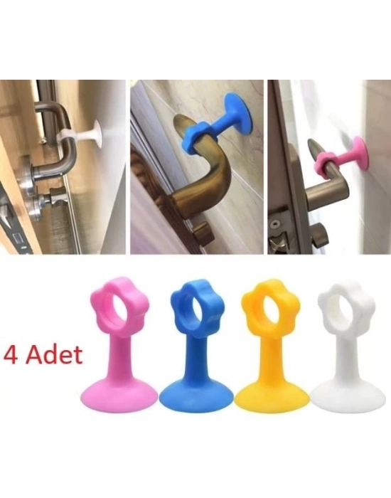 ÇOK SATAN Renkli Vantuzlu Geçmeli Kapı Kolu Stoper 4lü Set