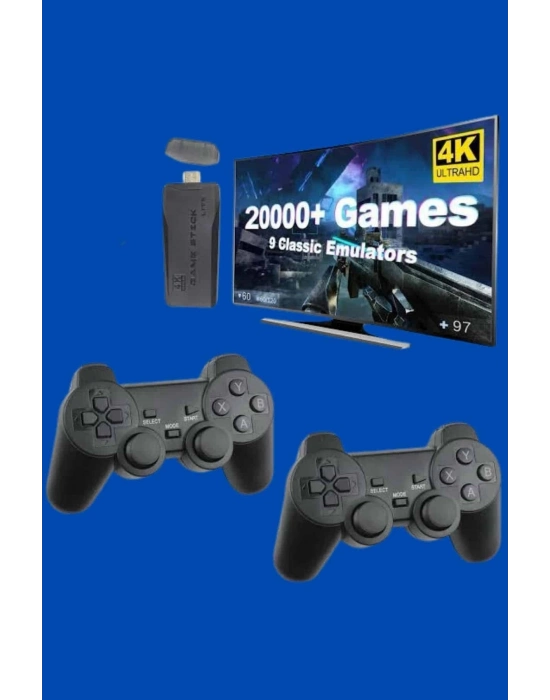 ÇOK SATAN Retro Oyunlar 4k Game Stick 2.4g Kablosuz Çift Kol 3500 Oyun Atari
