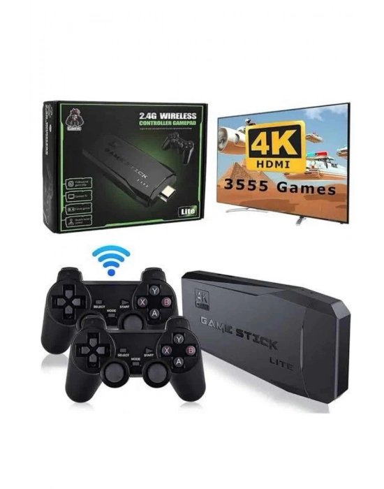 ÇOK SATAN Retro Oyunlar 4k Game Stick 2.4g Kablosuz Çift Kol 3500 Oyun Atari