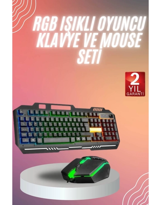 ÇOK SATAN RGB Işıklı Gaming Oyuncu Klavye Q Klavye Mouse Hediyeli