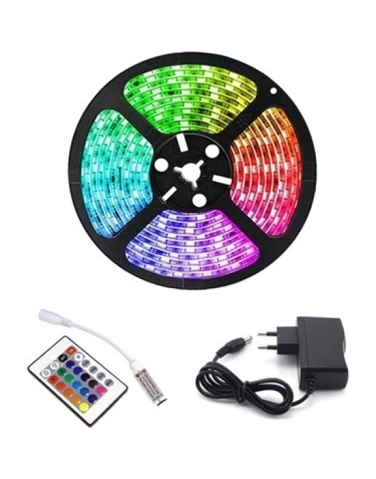 ÇOK SATAN Rgb Şerit 5 Metre 16 Renkli Kumandalı Adaptörlü Çift Taraflı Bant