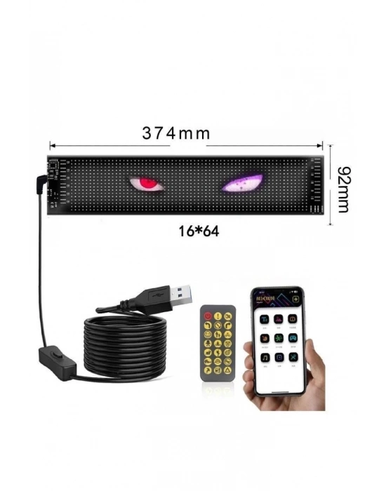 ÇOK SATAN Rp937 Led Matrix Panel 16x64cm Telefon Kontrollü Kayar Led Animasyon Aydınlatma