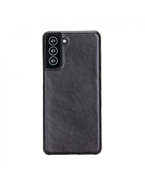 ÇOK SATAN Samsung Galaxy S21 Plus Uyumlu Deri Arka Kapak UJ RST1 Siyah