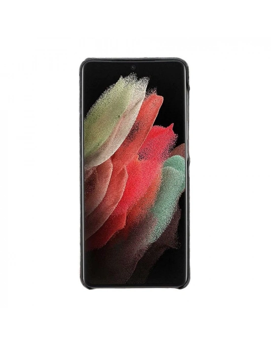 ÇOK SATAN Samsung Galaxy S21 Plus Uyumlu Deri Arka Kapak UJ RST1 Siyah